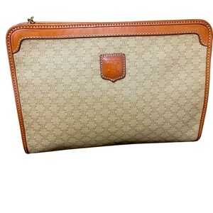 Vintage Celine Macadam Clutch Pouch | Italy | Coated Canvas Leather